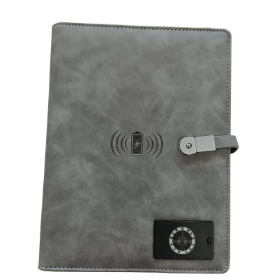 2023 Wireless Charger Leather Reusable Erasable Planner Diary USB Notebook with Power Bank and USB Flash